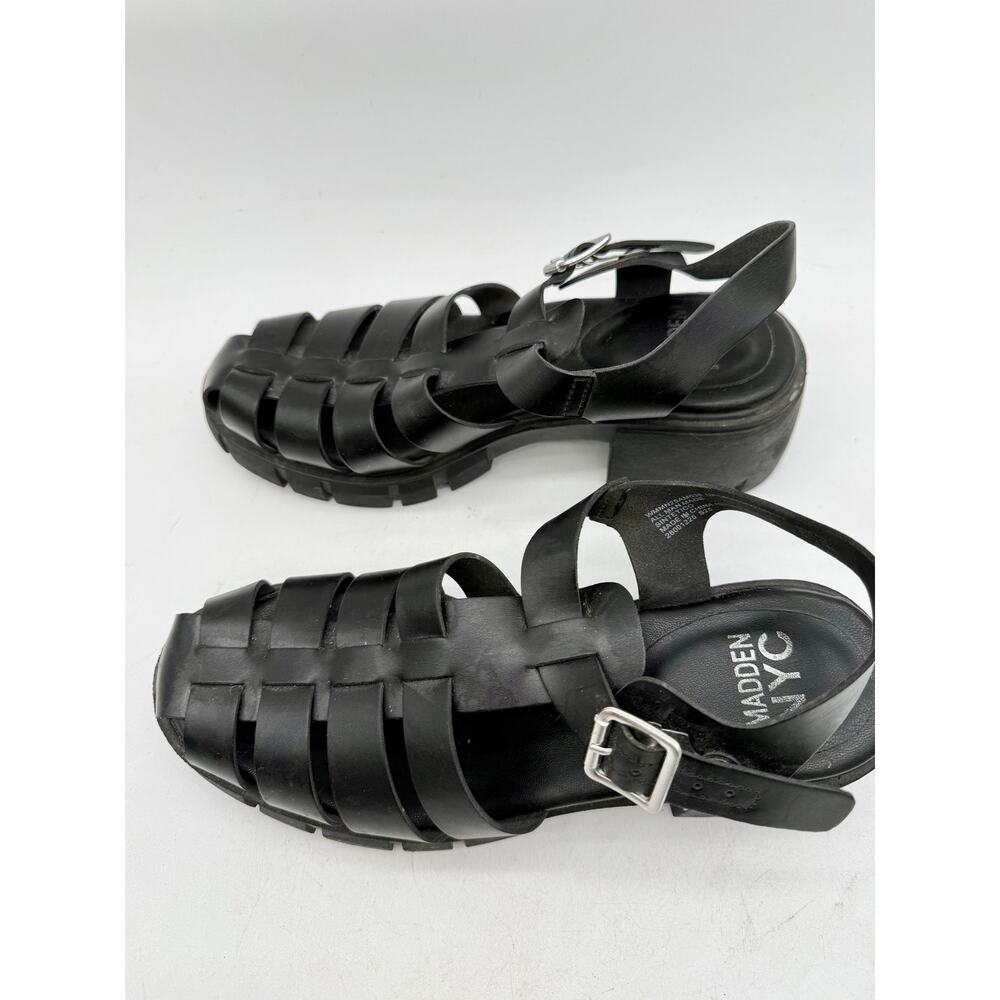Madden NYC Black Chunky Fisherman Platform Sandals Lug Sole Women's 8.5 - Picture 7 of 10